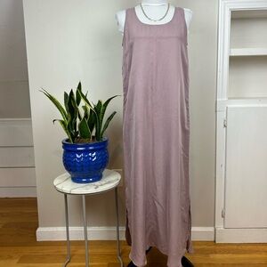 Lagenlook Long Blush Pink Mauve Sleeveless Tank Dress Maxi Dress NWT!